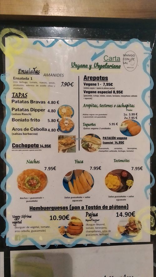 Vegan/vegetarian menu at Mango Con Sal - Tarragona in Tarragona