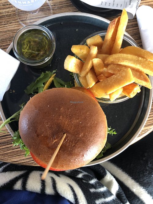 Burger and fries at Cafe Marina in Hvide Sande