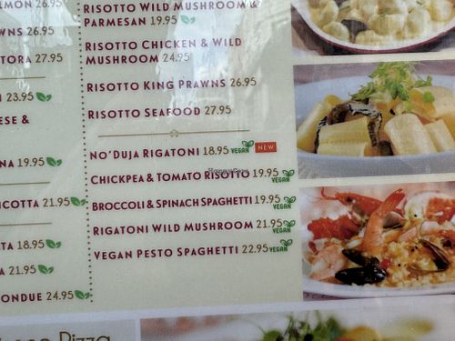 vegan menu  at Caffè Concerto - Piccadilly in London