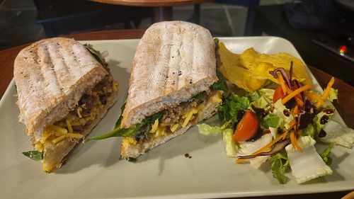 Spicy Vegetarian Haggis with Cheddar Cheese at Curran Geal in Edinburgh