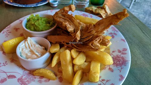 Banana blossom fish n chips at The Bluebird Inn in Blackburn