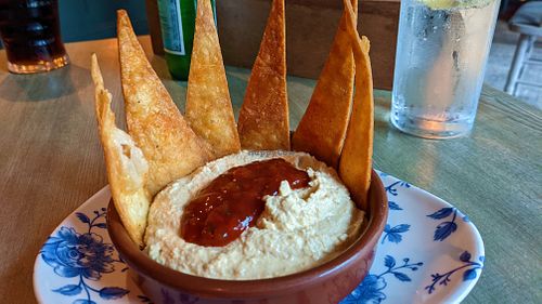 Houmous & tortilla chips at The Bluebird Inn in Blackburn