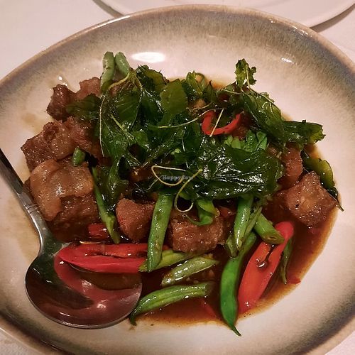 Crispy 'pork' stir fry at Mali Vegan Thai in South West London