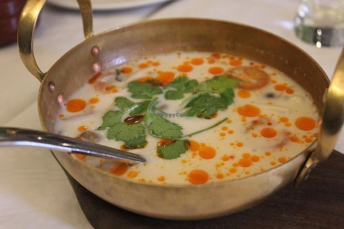 Spicy & sour coconut milk soup with assorted mushrooms.   at Mali Vegan Thai in South West London