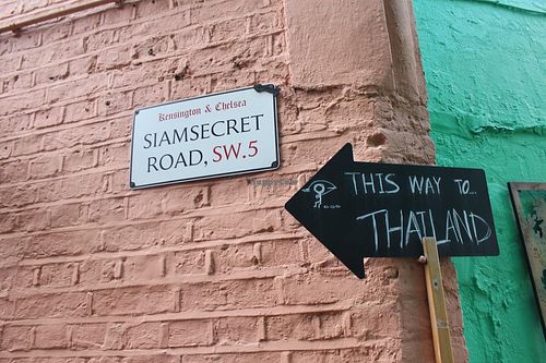 Restaurants street sign.   at Mali Vegan Thai in South West London