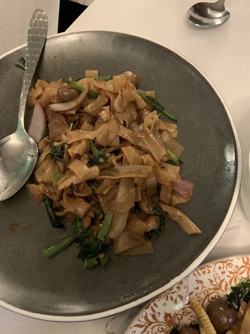 Crispy duck noodles  at Mali Vegan Thai in South West London