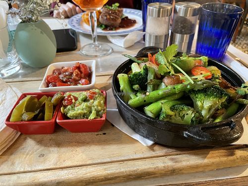 Veggie fajitas (comes with 4 flour tortillas, I asked for extra salsa instead of sour cream, huge portion of veggies) at Oolaa - Petite in Hong Kong Island