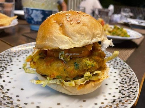 Vegan burger at Yummy India in Chiang Mai