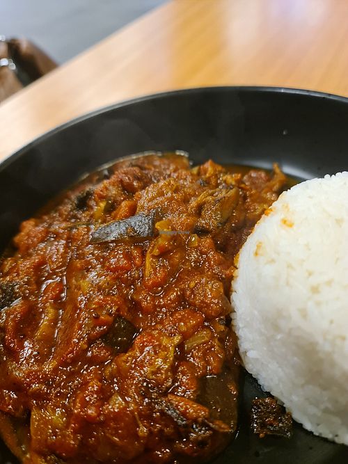 Eggplant curry at Realfoods Organic Cafe in Melbourne