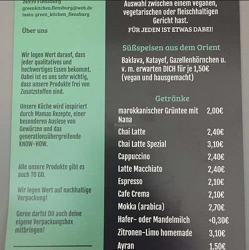 Getränke at Green Kitchen in Flensburg
