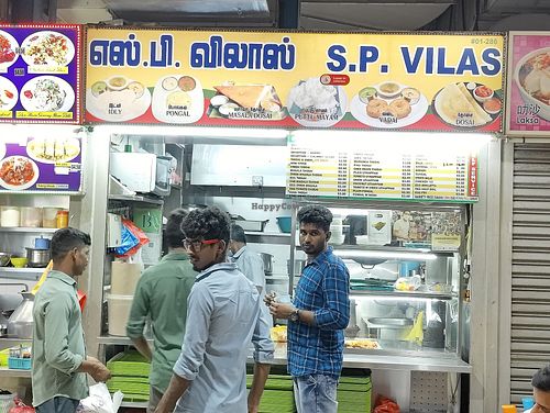 Stall front and menu at S.P. Villas in Central Singapore