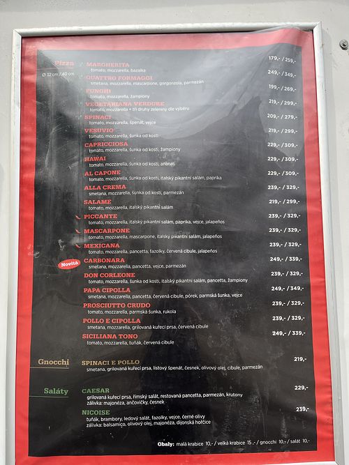 Menu  at Pizza Papa Cipolla in Cernosice
