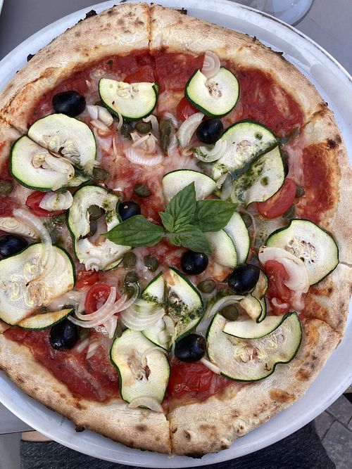 Vegan pizza, yum  at Pizza N Love in Orgiva