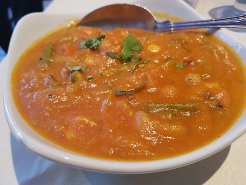 Vegetable and chickpea dansak at Indian Brasserie in South Shields