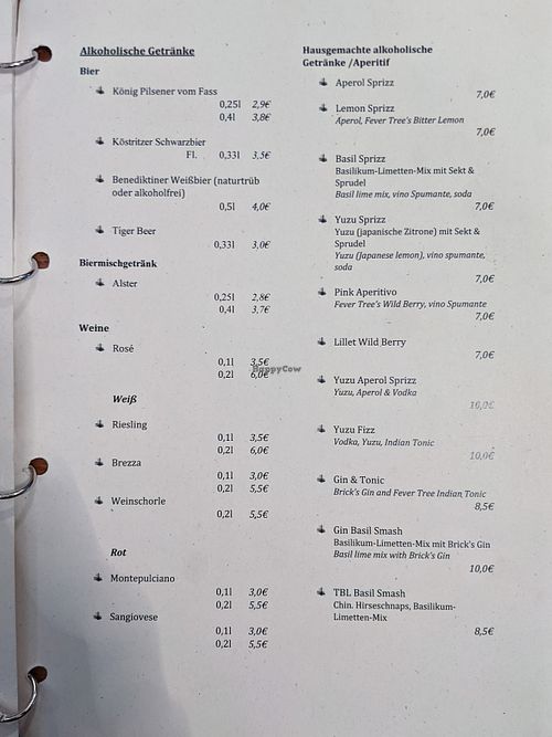 Page 7 of 7 of menu at The Butterfly Lovers at The Butterfly Lovers in Berlin