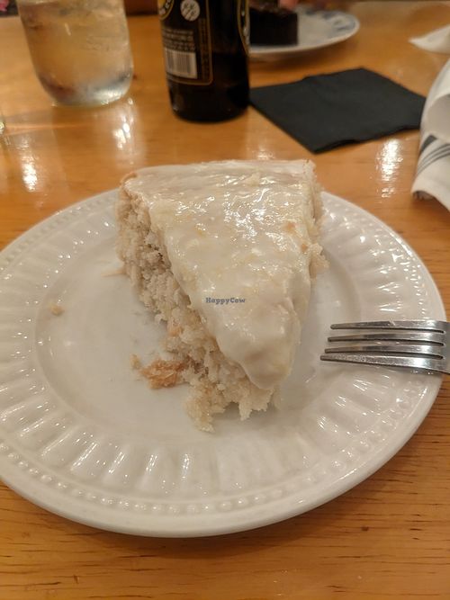 Vegan coconut cake with key lime fronting at The Floridian in St Augustine