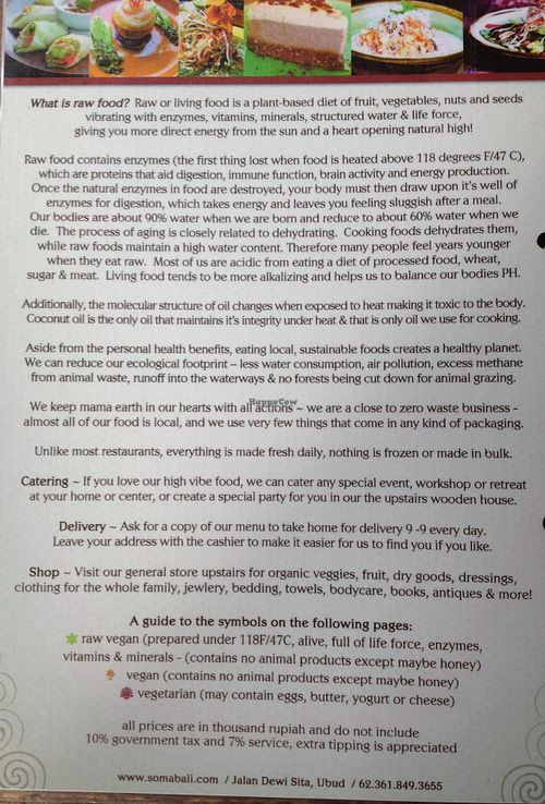 Soma menu p 002 at Soma Cafe in Ubud