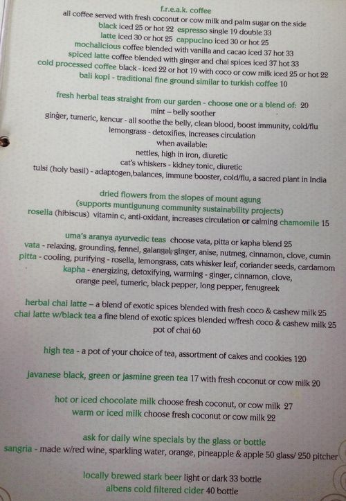 Soma menu p 005 at Soma Cafe in Ubud