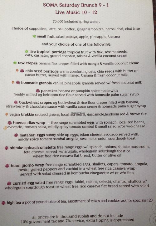 Soma menu p 011 at Soma Cafe in Ubud