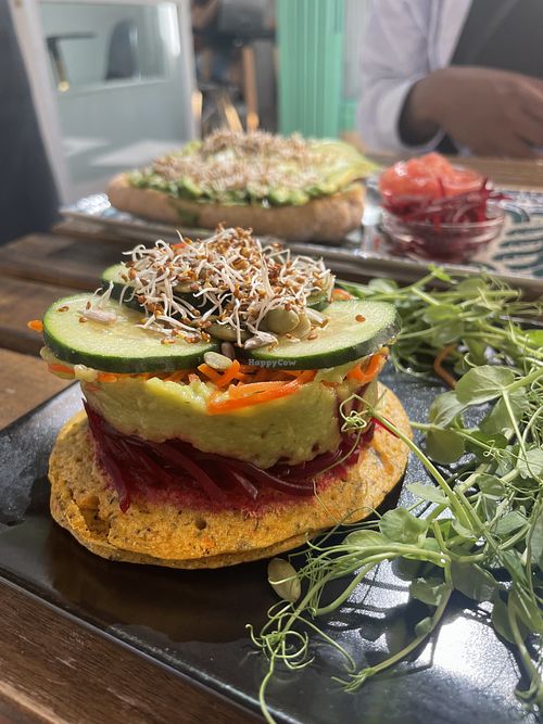 Tortilla and in the back: pesto avocado toast   at REVIV in Malaga