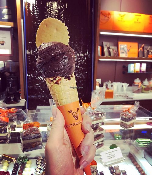 Rich and flavorful dark chocolate ice cream  at Vanini Swiss Chocolate in Interlaken