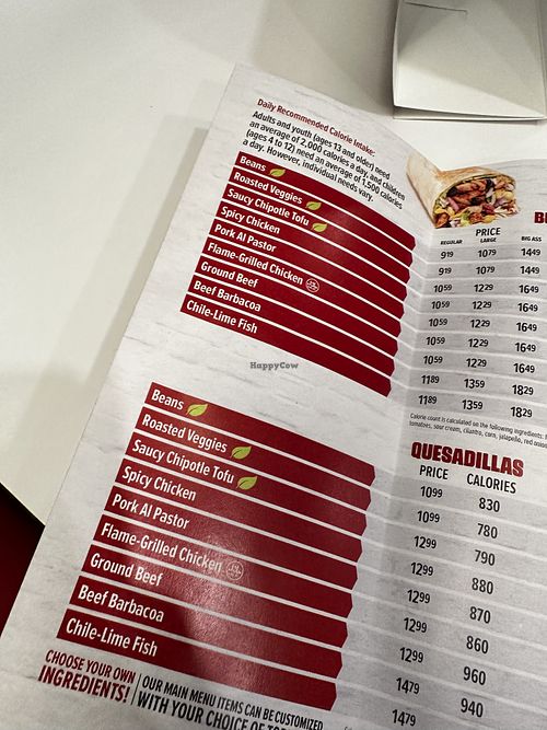  Clearly marked options   at Quesada in Calgary