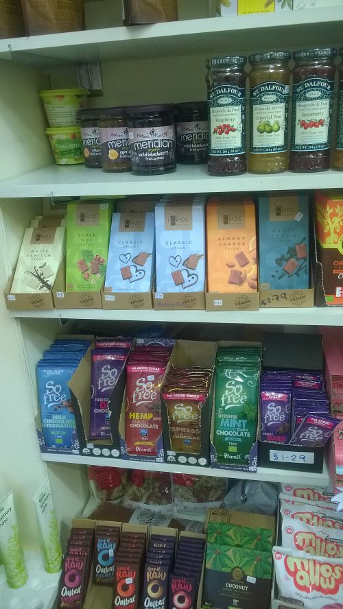 Vegan chocolate bars at Almonds and Raisins in Newcastle Upon Tyne