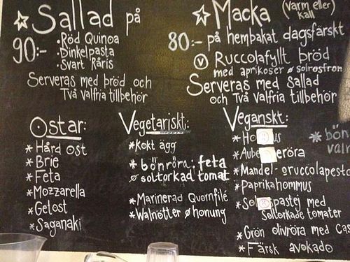 menu at Cafe Hangmattan in Gothenburg