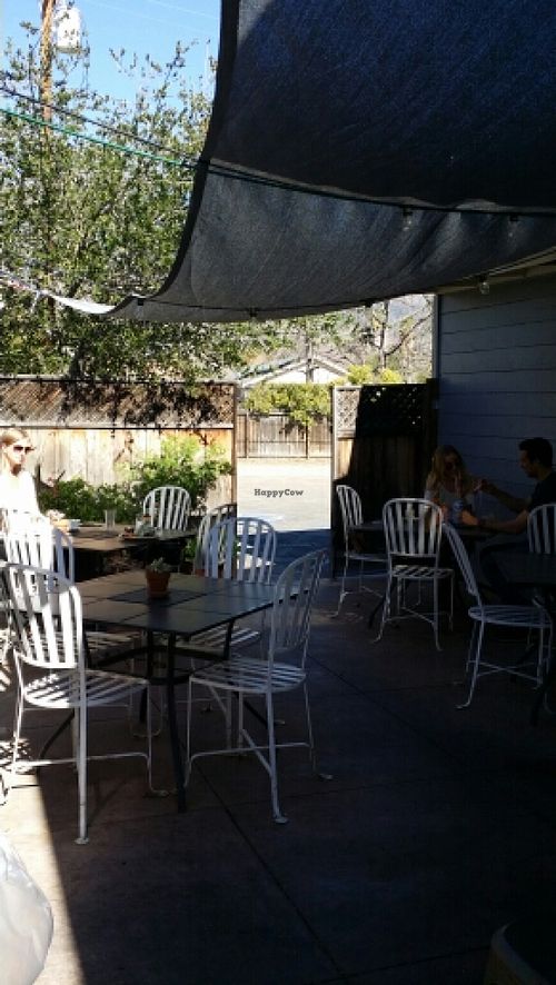 Rear open air patio dining  at Hip Vegan in Ojai