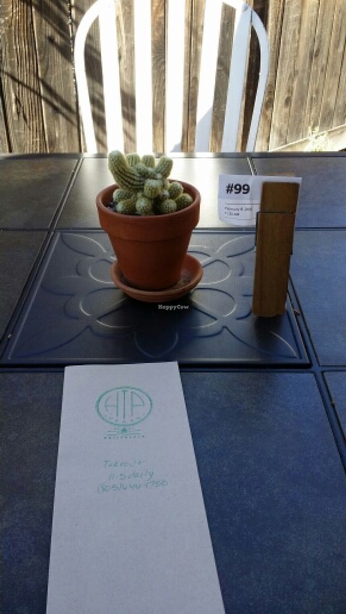 Cute takeout setup for order#99 at Hip Vegan in Ojai