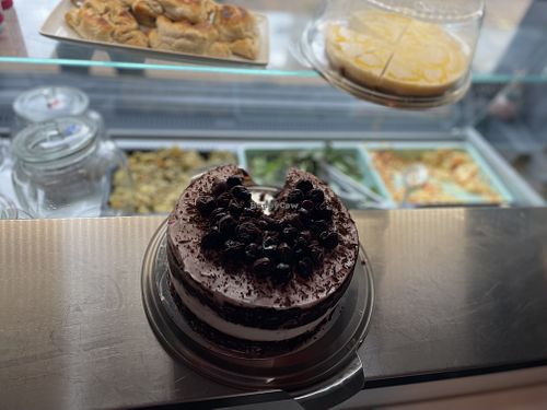 Delicious chocolate cake at The Bay Vegan Deli Coffee House in Sandown