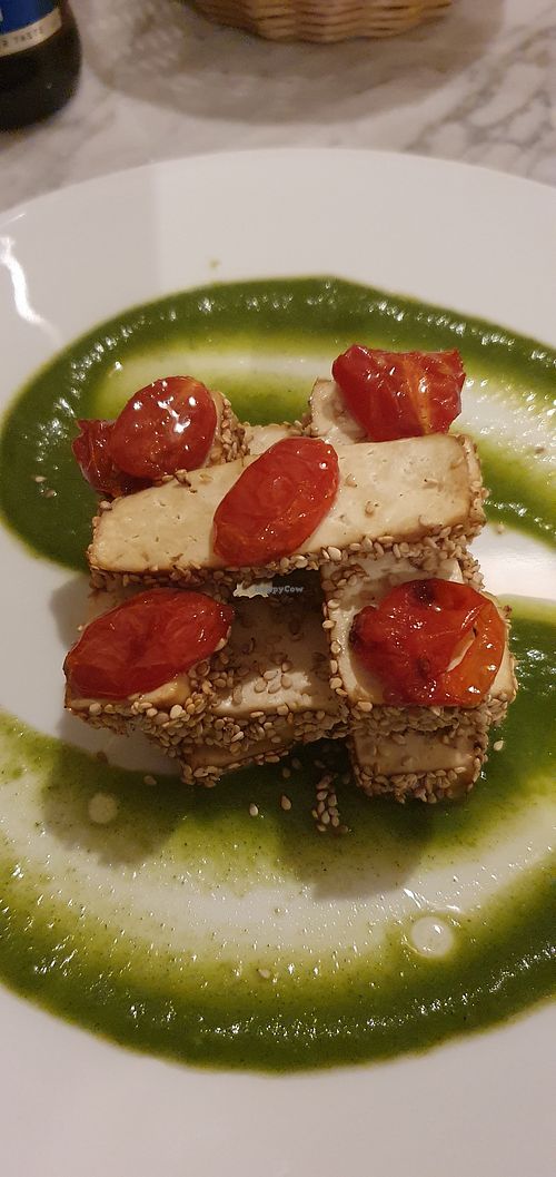 Sesame coated tofu. at Touli in Imperia