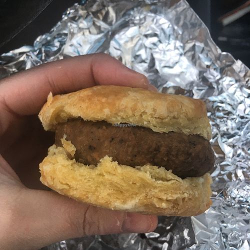 Vegan sausage biscuit  at Three Rivers Market in Knoxville