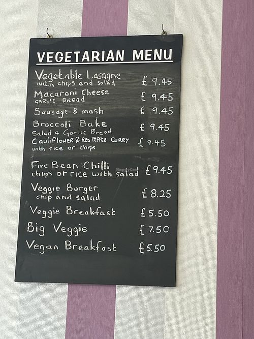 All day vegan breakfast. Sausage, hash brown, beans, mushrooms, grilled toms and beans. Small and large available.   at De Niros in Blaenau Ffestiniog