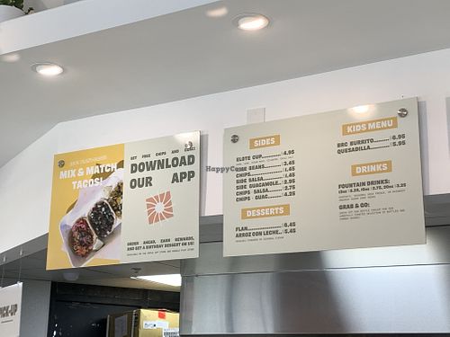 Menu inside restaurant 2 at Plantos in Riverside