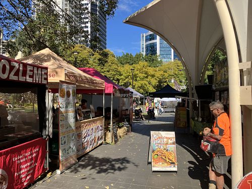 Street view  at City Farmers Markets in Brisbane