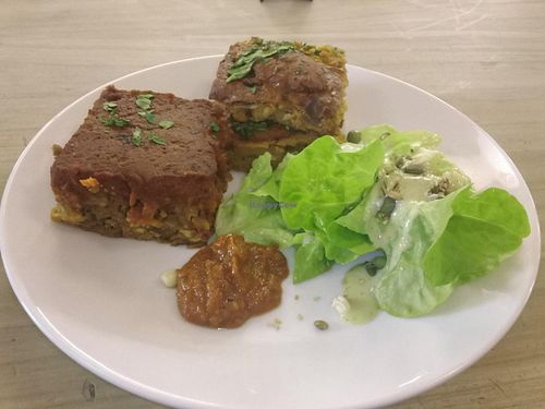 Corn fritter, lentil stack at The Wholefood Kitchen in Napier