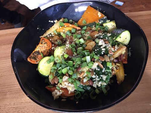 Vegan byriani entree at Julia's Vegetarian Restaurant in Pacific Grove