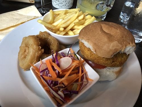 Home made chickpea burger at The Mill Bar and Kitchen in Halifax