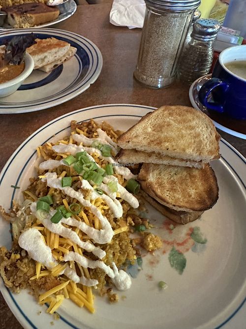 Potato Leek omelette with sourdough toast   at Bouldin Creek Cafe in Austin