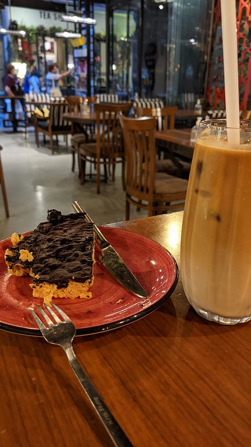 Iced chai tea latte with Soya milk at Let's Make Coffee in Istanbul