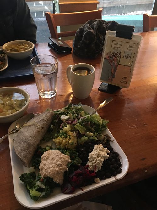 All the tasty food you get for $14 (including tea and water)! at Casa de Luz in Austin