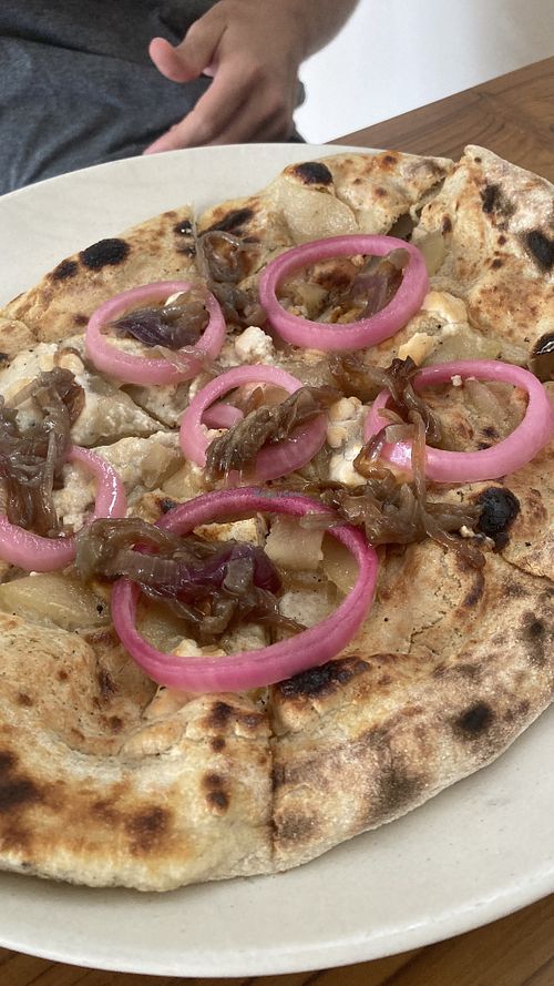 Pear and gorgonzola pizza  at Pizza Cult in Ubud