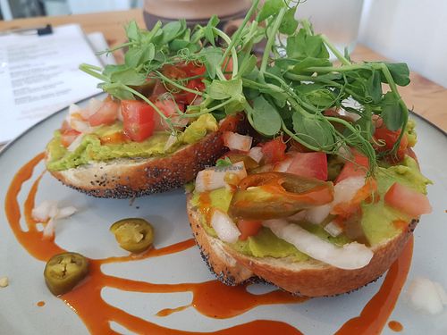 Spicy avo bagel at Tigs Bagel & Coffee House in Sheffield