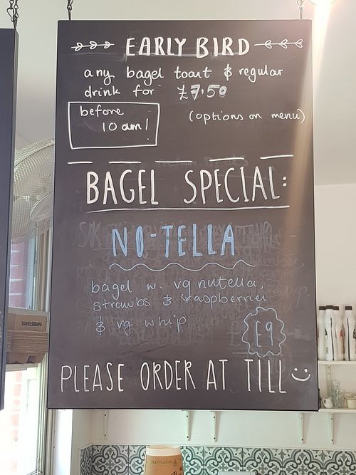 Bagel special at Tigs Bagel & Coffee House in Sheffield