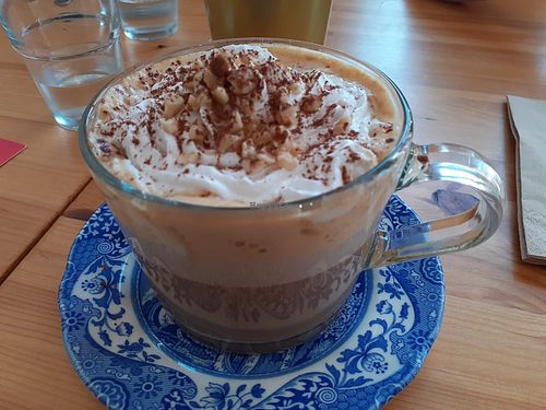 Hazelnut white chocolate mocha at Tigs Bagel & Coffee House in Sheffield
