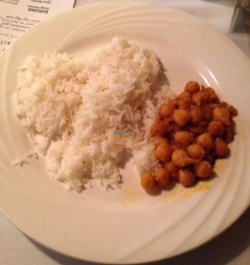 Vegan dish from the January 2014 menu (the only vegan option) - note the very small serving size at Karma Kitchen in Washington