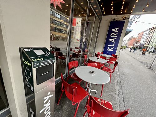 seating outside at Klara Food Court in Basel