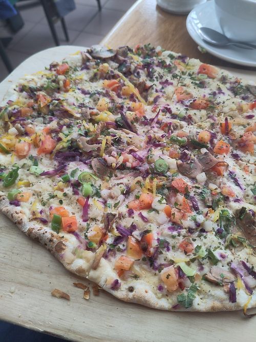 Vegan flatbread at Waldcafe in Bad Groenenbach