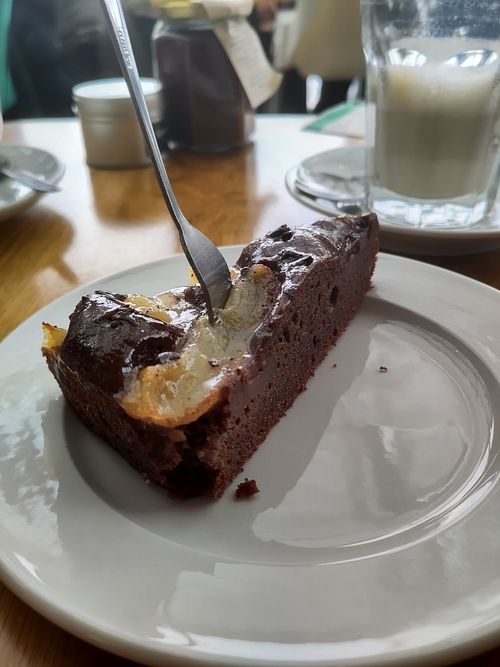 Pear chocolate cake at Waldcafe in Bad Groenenbach